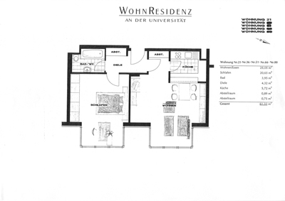 2 Zimmer Appartement Uni K&ouml;ln