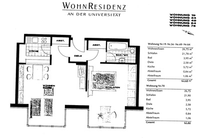 2 Zimmer Appartement Uni K&ouml;ln